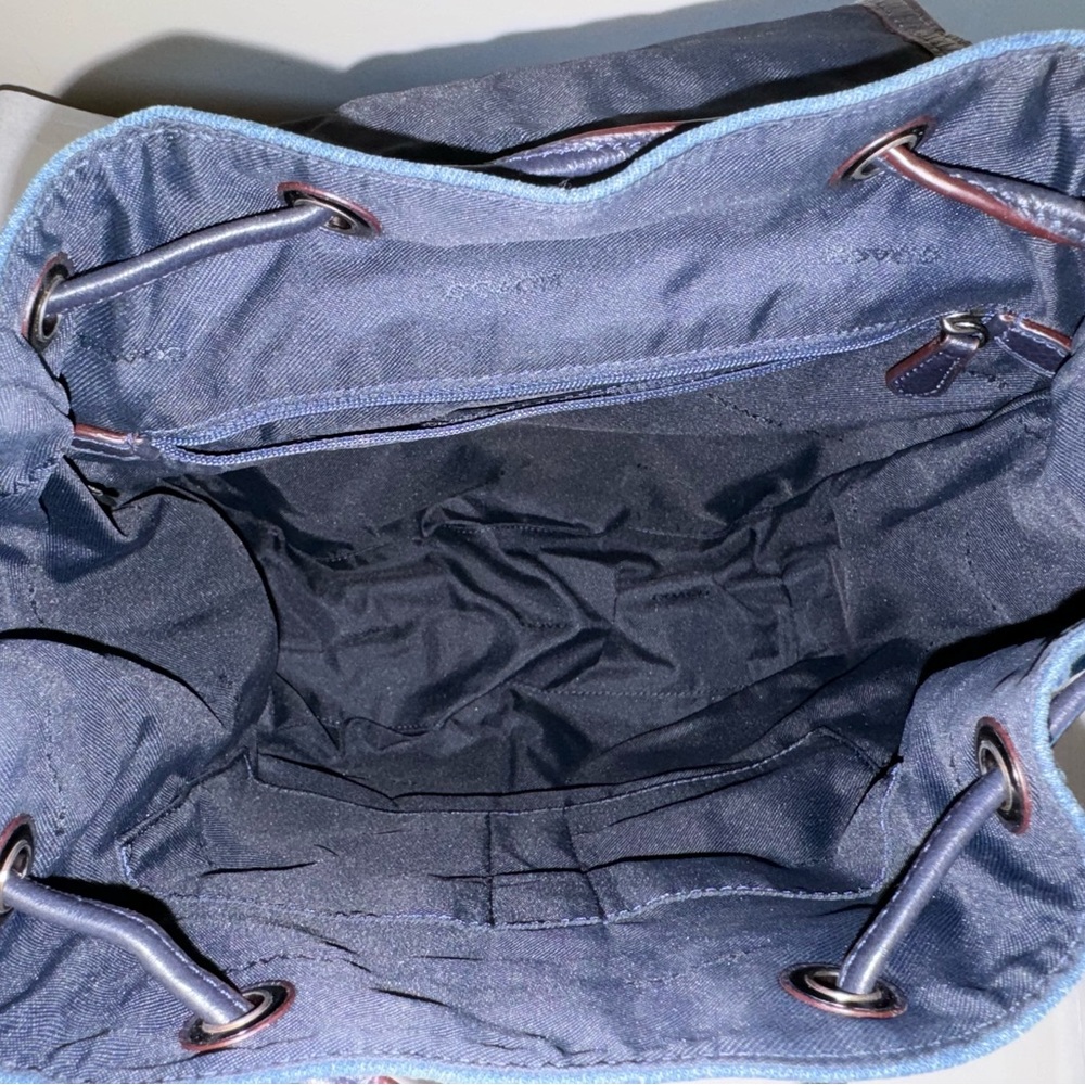 COACH No. 37975 Turnlock Rucksack in Colorblock Denim & Navy Backpack Purse Bag - Picture 13 of 16